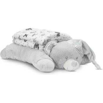 Lorelli Classic Poffy duo БЯЛО ОДЕЯЛО С ВЪЗГЛАВНИЧКА СИВО МЕЧЕ (10340202503)