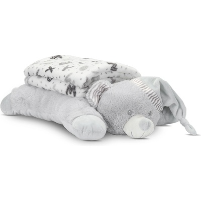 Lorelli Classic Poffy duo БЯЛО ОДЕЯЛО С ВЪЗГЛАВНИЧКА СИВО МЕЧЕ (10340202503)