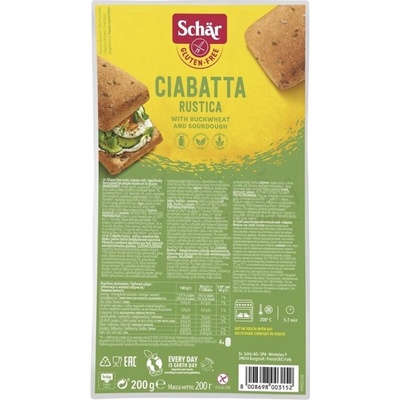 Schär Ciabatta Rustica žemle bezgluténové, predpečené, celozrnné 4x50 g