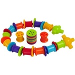 Bigjigs Toys - Конструктор за нанизване - Макари и копчета (BJE114)