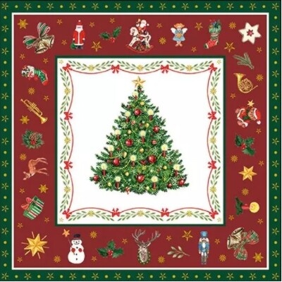 Ambiente obrúsky Christmas Evergreen Red veľké 33x33cm