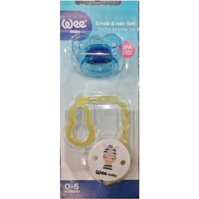 Wee Baby Комплект залъгалка и верижка Wee Baby - 0-6 м, син (371)