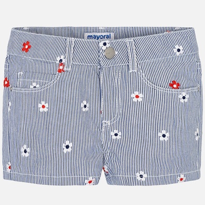 Mayoral dívčí kraťasy s květinovou výšivkou modrá