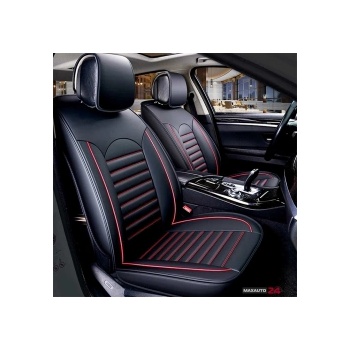 Paolo Комплект кожени универсални калъфи за седалки 2бр/к-т - Черно с червено