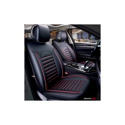 Paolo Комплект кожени универсални калъфи за седалки 2бр/к-т - Черно с червено