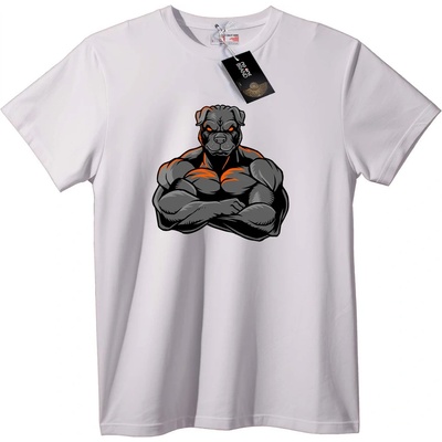 NOONEBRAND Тениска Мускулест Питбул - M, White
