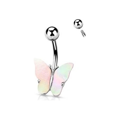 Šperky4U piercing do pupíku motýl s perletí WP01142-02