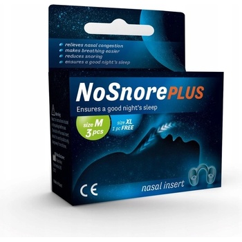 NoSnorePLUS silikónová vložka do nosa: veľkosť M 3 ks + veľkosť XL 1 ks