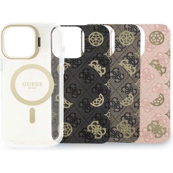 GUESS Хибриден удароустойчив кейс с MagSafe и сменяеми гърбове за iPhone 16 Pro Max - Guess Electroplated Camera Case With Interchangeable Backs (прозрачен-златист) (GUBPSBHMP16XF4P05)