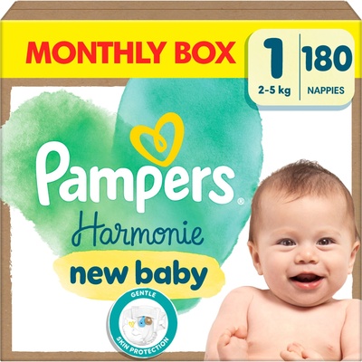 Pampers Harmonie месечен пакет пелени 2-5 кг Новородено 1 (180 бр. ) (81754104)