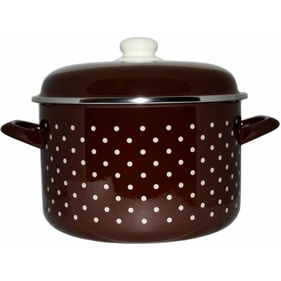 Metalac Hrnec Hluboký smaltovaný hrnec Standard s poklicí hnědý puntík 16 cm 2 l B2-16-8