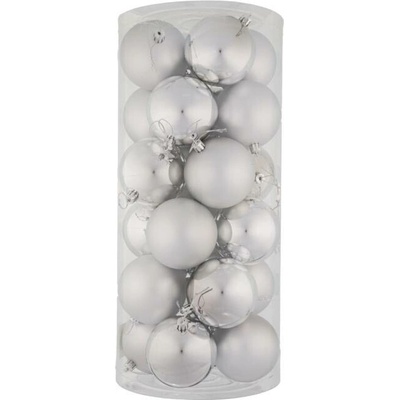 DECOLED Plastové koule prům. 8 cm stříbrné 12× lesklá 12× matná