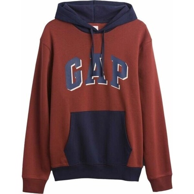 GAP V-HERITAGE Logo PO SNL COLORBLOCK volnočasová mikina hnědá