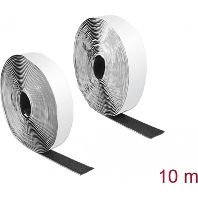 Delock Комплект самозалепващи се велкро ленти Delock Velcro, H 10 m и L 25 mm, черни