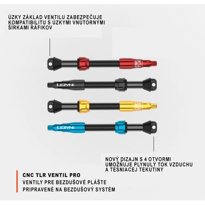 LEZYNE CNC TLR ventilky pro bezdušový systém, 44 mm Možnost: zlatý, 44mm