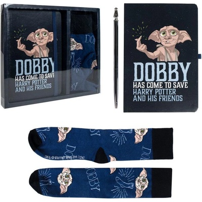 CurePink Dárkový set Harry Potter: Dobby A5 blok propiska ponožky – Zboží Živě