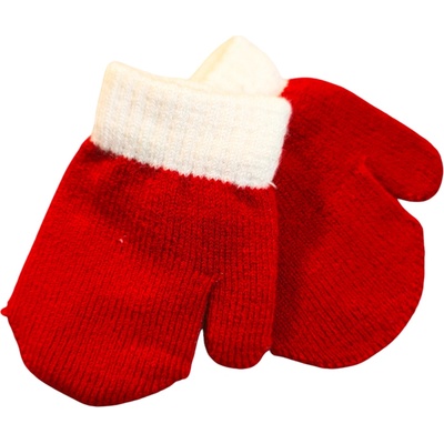 Kojenecké vlněné palcové rukavice Červená