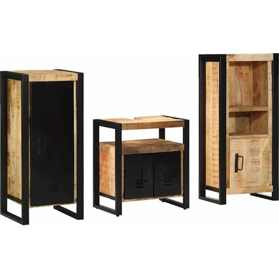 vidaXL Комплект мебели за баня с чекмедже 3 pcs Солидно мангово дърво (3305620)