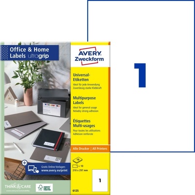 Avery Zweckform 6125 Samolepící etikety 210x297mm 10 ks bílá