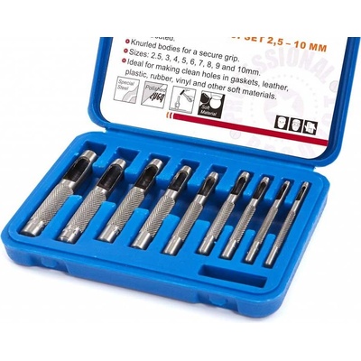 Výsečníky, dierovače s tvrdenými hrotmi, 2.5 - 10 mm, 9 dielov