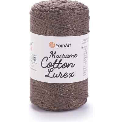 Yarn Art Macrame Cotton Lurex 736 hnědá s měděnou nitkou