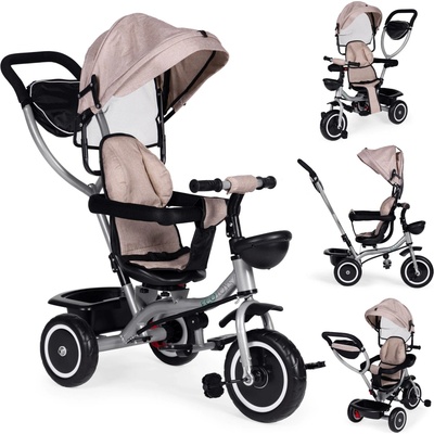 ECOTOYS 2v1 s otočným sedadlem a skládací stříškou béžová