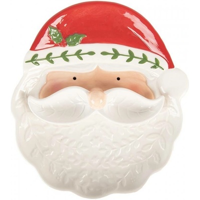 Clayre & Eef Keramický talířek s miskou ve tvaru vousů hlava Santa Claus - 29*26*5 cm