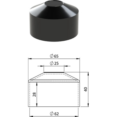 Vnější krytka kulatá ø 62 mm, plastová PE, černá