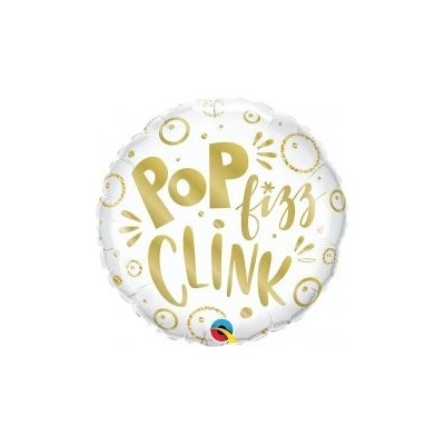 Qualatex Kruh Pop Fizz Clink ! 18" 45cm fóliový balónek