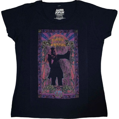 Janis Joplin tričko Paisley & Flowers Frame Modrá