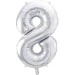 Party Deco Фолиев Балон Цифра, Сребро - 86см - 8 (fb1m-8-018)
