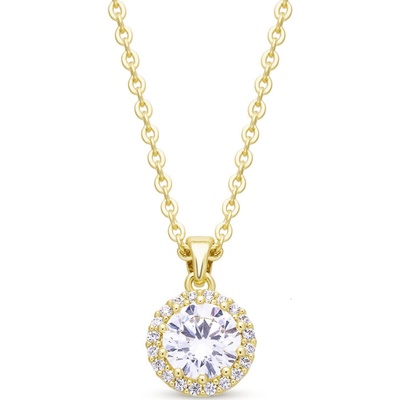 Biju Zářivý řetízek s kulatým přívěskem osázeným drobnými kamínky 3002528