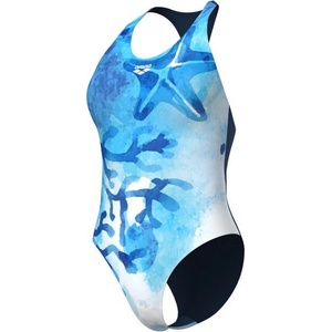 arena seafloor swimsuit y back navy/turquoise multi l - uk36
