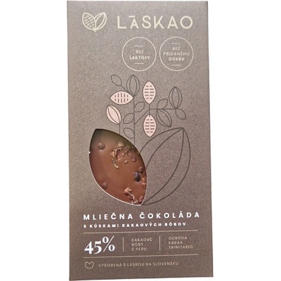 Laskao Mliečna čokoláda s kúskami kakaových bôbov 75 g