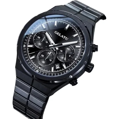 Gelatu Мъжки часовник GELATU Factio, Неръждаема стомана, Хронограф, Черен (GELATU-8001-BLACK)