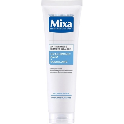 Mixa Hyaluronic Acid + Squalane Anti-Dryness Comfort Cleanser hydratační a zklidňující čistící gel 150 ml