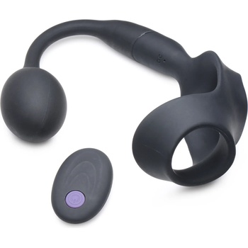 Image 1 of Alpha-Pro 10X P-BOMB Cock & Ball Ring with Vibrating Anal Plug