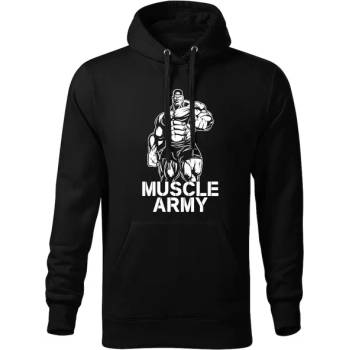 DRAGOWA мъжки суитшърт с качулка Muscle Army Man, черен, 320г/м3 (5676)