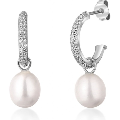 JwL Luxury Pearls nádherné stříbrné kruhy s pravými perlami JL0770