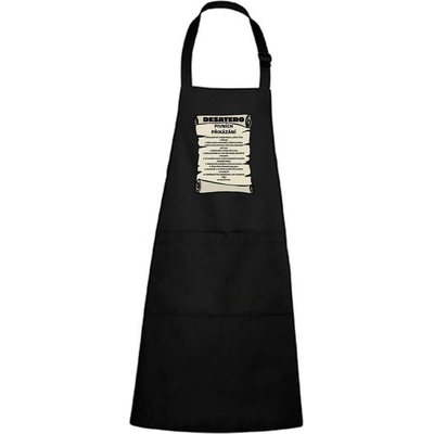 Dobrý Triko Zástěra s potiskem Pivní přikázání Černá