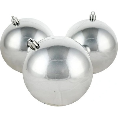 DECOLED Plastová guľa priem. 10 cm strieborná 6× lesklá