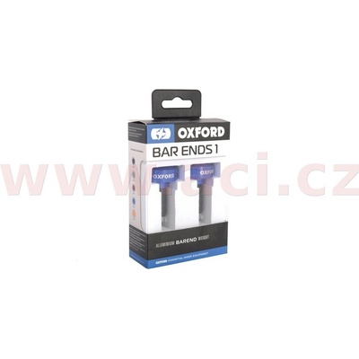 závaží řídítek Bar Ends 1 s redukcí pro vnitřní průměr 13 a 18 mm (vnější 22 a 28,6 mm), OXFORD (modrý elox, pár) OX591