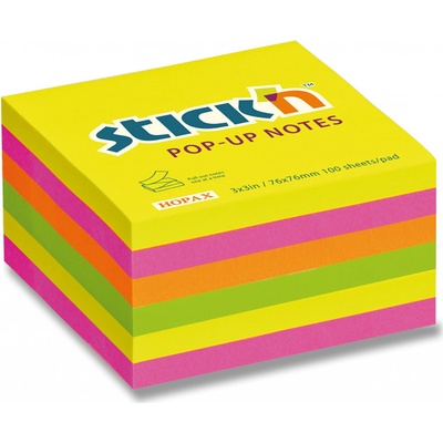 Hopax Stick'n Pop-Up Notes - samolepicí Z-bloček - 76 x 76 mm, 6 x 100 l. vícebarevný