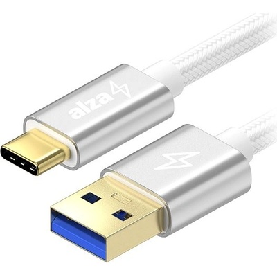AlzaPower APW-CBTC0071S AluCore USB-A to USB-C 3.2 Gen 1 60W, 5Gbps, 1m, stříbrný