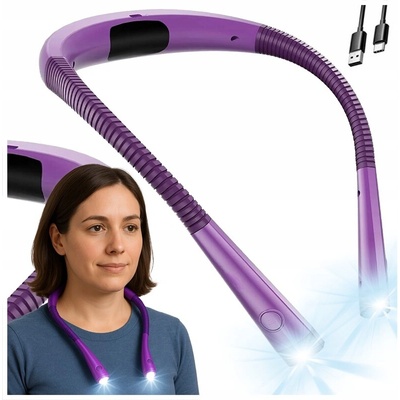 LED lampička na krk, Akumulátor, fialová