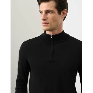 Marks & Spencer Суитшърт с къс цип от чиста извънредно фина вълна мерино Marks & Spencer черна Marks & Spencer | Cheren | МЪЖЕ | S REG