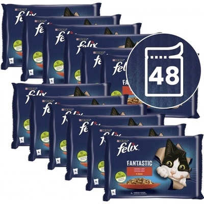 Felix Fantastic s hovädzím a kuraťom v želé 48 x 85 g