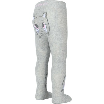Be Snazzy Punčocháče s protiskluzem 3x ABS šedé s kočičkou