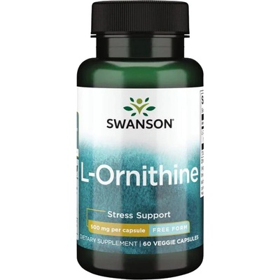 Swanson L-Ornithine L-Ornitin 500 mg 60 rostlinných kapslí