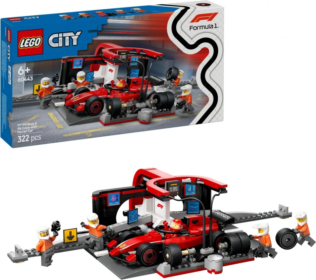 LEGO® City 60443 Zastávka v boxech F1 a personál s vozem